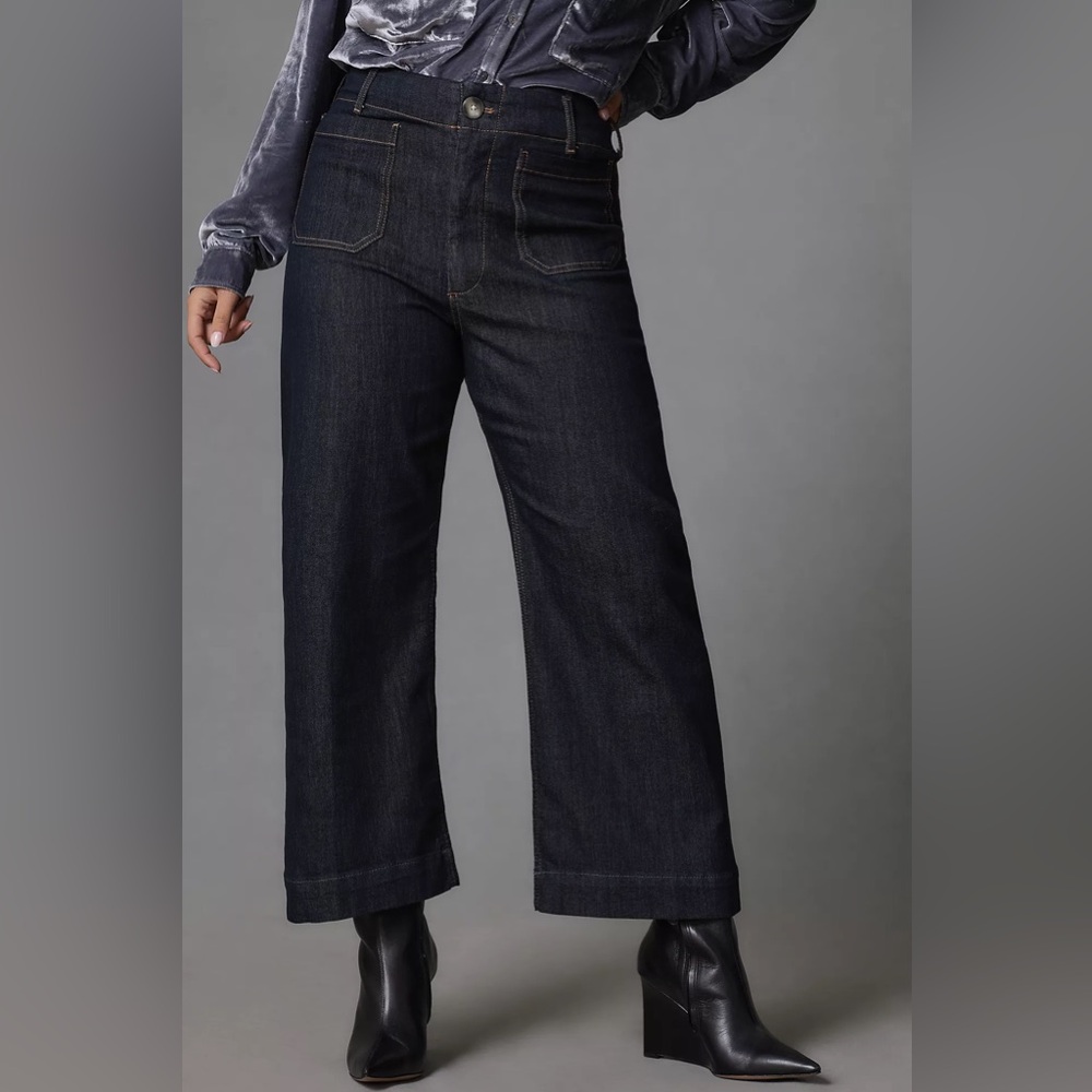 Maeve Dark Blue Wide Leg Jeans anthropology